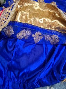 Stunning Blue &amp; Gold Embellished Lehenga Choli