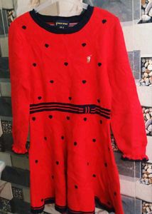 Polo Sport Girls Red Winter Knitted Dress / Frock