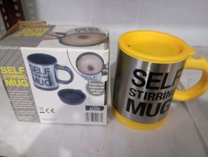 Self Stirring Mug - Yellow &amp; Silver