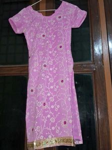 Pink Kurta with churidar and Dupatta