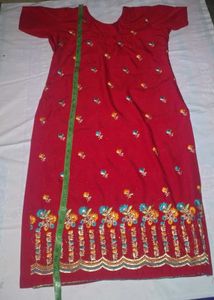 Red silk suit