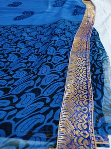 🇳🇿💫🎀Elegant Blue Paisley Saree