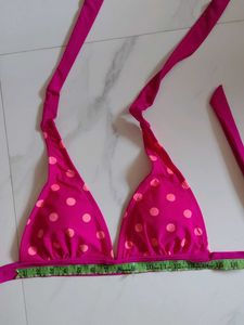 Vibrant Pink Polka Dot Bikini Top