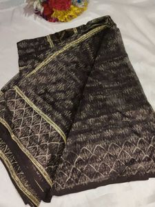 Elegant Embroidered Brown Saree