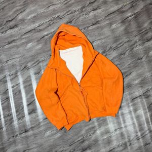 Bright Orange Zip-Up Hoodie