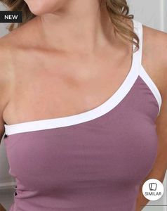 Shein One Shoulder Contrast Trim Short Top