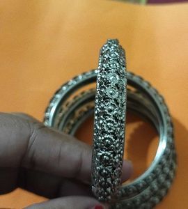 Elegant Oxidized Silver Bangles Set