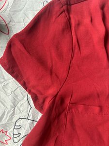 Chic Red Button-Up Blouse