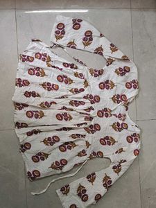 White Kurta with Floral Print