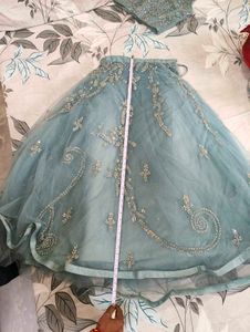 Elegant Blue Embellished Lehenga Choli.