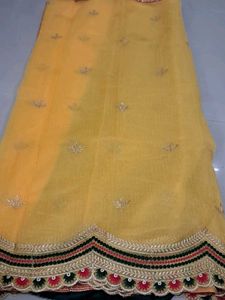 Yellow Saree with Embroidered Border