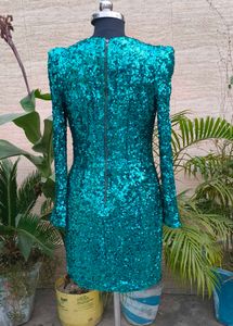 Stunning Emerald Sequin Wrap Dress