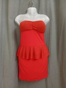 Hot Red Padded Tube Mini Dress For Women's