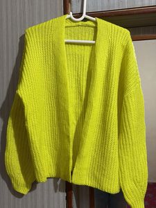 Neon Green Knit Cardigan