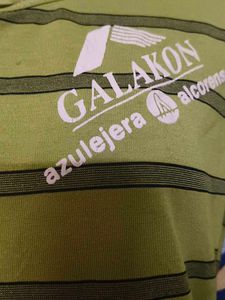 Women V Neck Green Striped Long Sleeve Top