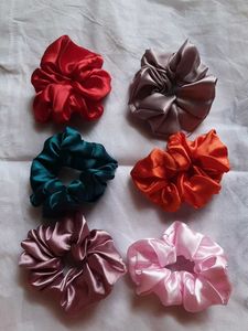 Silky Satin Scrunchies - Set of 6