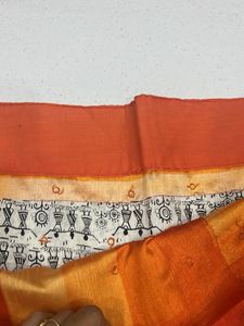 Orange Warli Print Saree