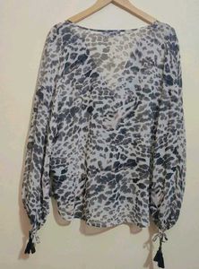 Multi Leopard Print Sheer Top For 46 Bust