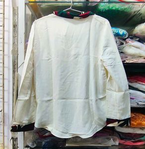 Elegant Women's White Blouse with Scarf Detail