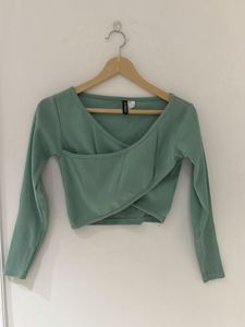 Mint Green Wrap Crop Top
