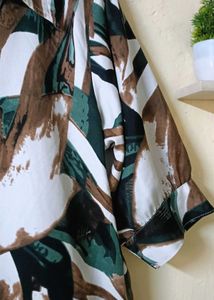 Abstract Print Midi Shirt Dress