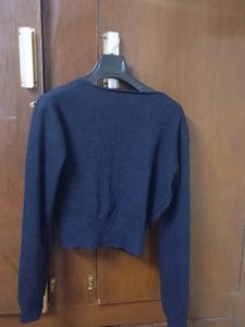 Navy Blue Cropped Cardigan