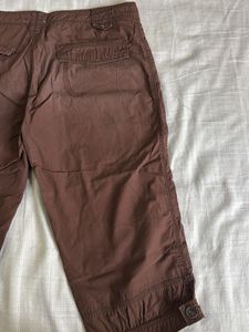 Brown Cargo Cropped Pants