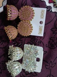 Stunning Jhumka Earrings - Set of 2