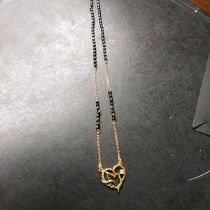92.5 Pure Silver Gold polish Heart Mangalsutra