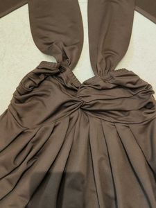Brown Halter Neck Ruched Tank Top