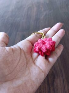 Crochet cute Fluffy flower keychain