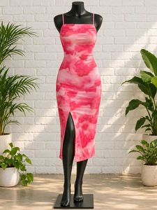 Stylish Pink Tie-Dye Maxi Dress