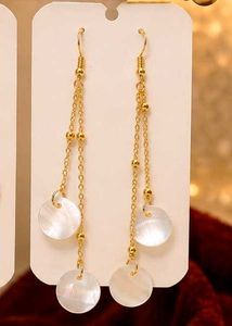 handcrafted Gold Tone Shell Drop Earrings