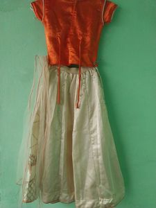 Silk Lahnga In Zari Work For Girls