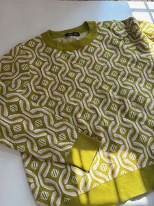 Green Geometric Pattern Knit Sweater