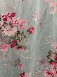 Floral Print Sheer Blue Top