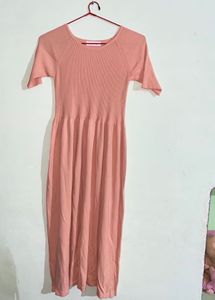 Peach Knit Midi Dress