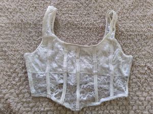 White Floral Lace Corset Top ✨