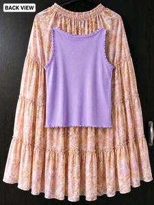 Boho Tiered Maxi Skirt - Pink Floral Print