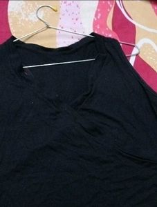 Black Sleeveless Wrap Top