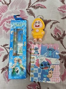 Frozen & Stitch Stationery Set & Keychain
