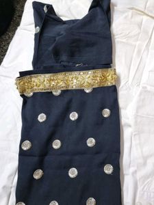 Elegant Black Kurta Set with Silver Accents