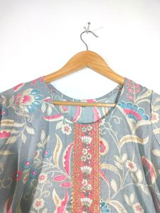 Grey Floral Printed Kurtas (Women's)