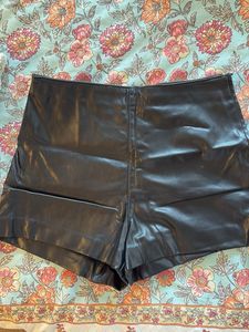 Chic Black Faux Leather Shorts