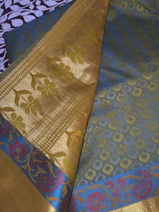 Elegant Grey &amp; Gold Saree
