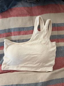 White One Shoulder Ribbed Crop Top