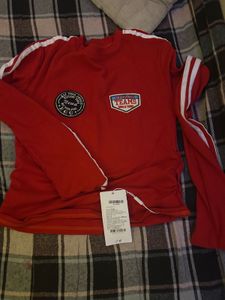 Red Long Sleeve Crop Top