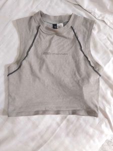 Grey Cropped Sleeveless Top