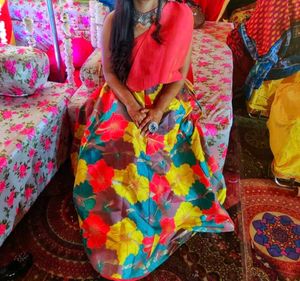 Vibrant Floral Print Lehenga Choli Set