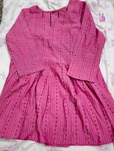 Vibrant Pink Printed short kurti